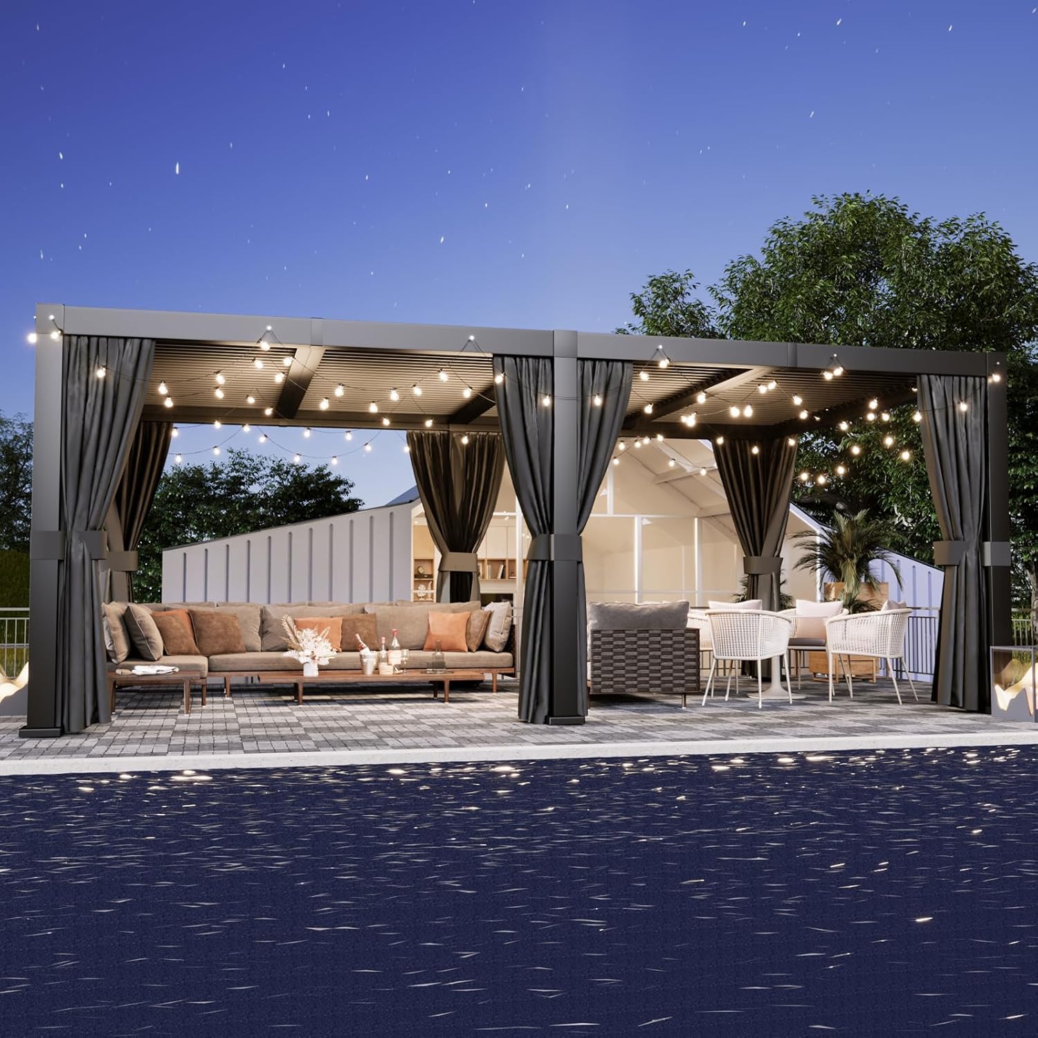 AOXUN Louvered Starry Pergola