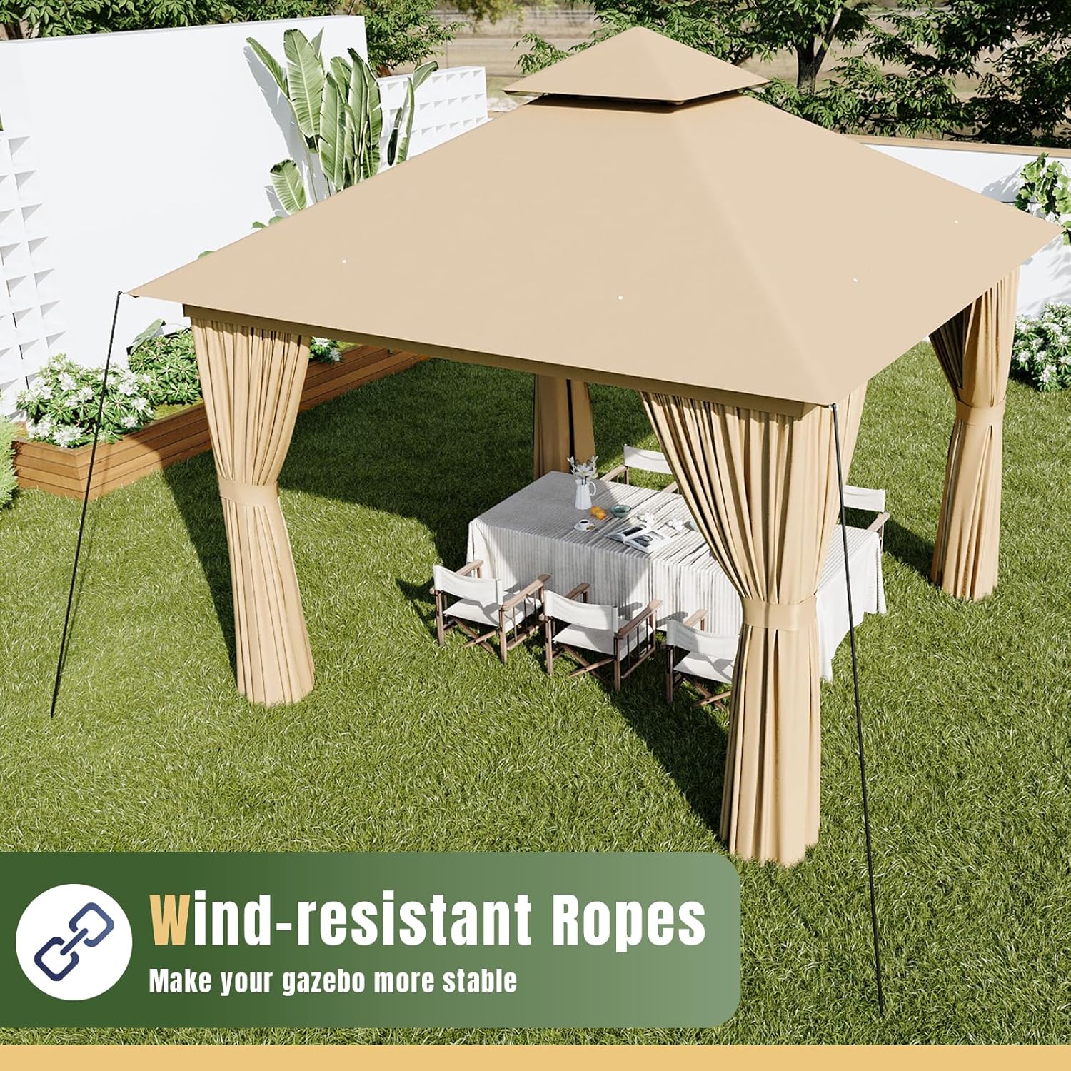 Soft Top Metal Frame Gazebo with Double Roofs