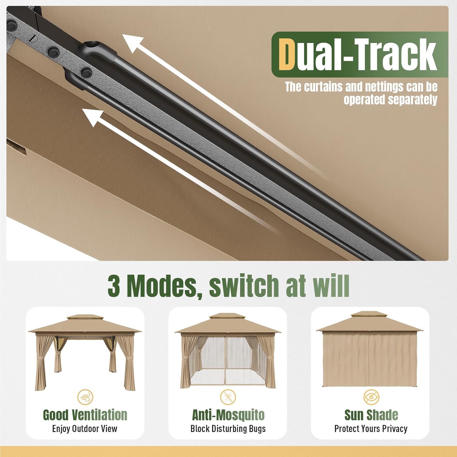 Soft Top Metal Frame Gazebo with Double Roofs