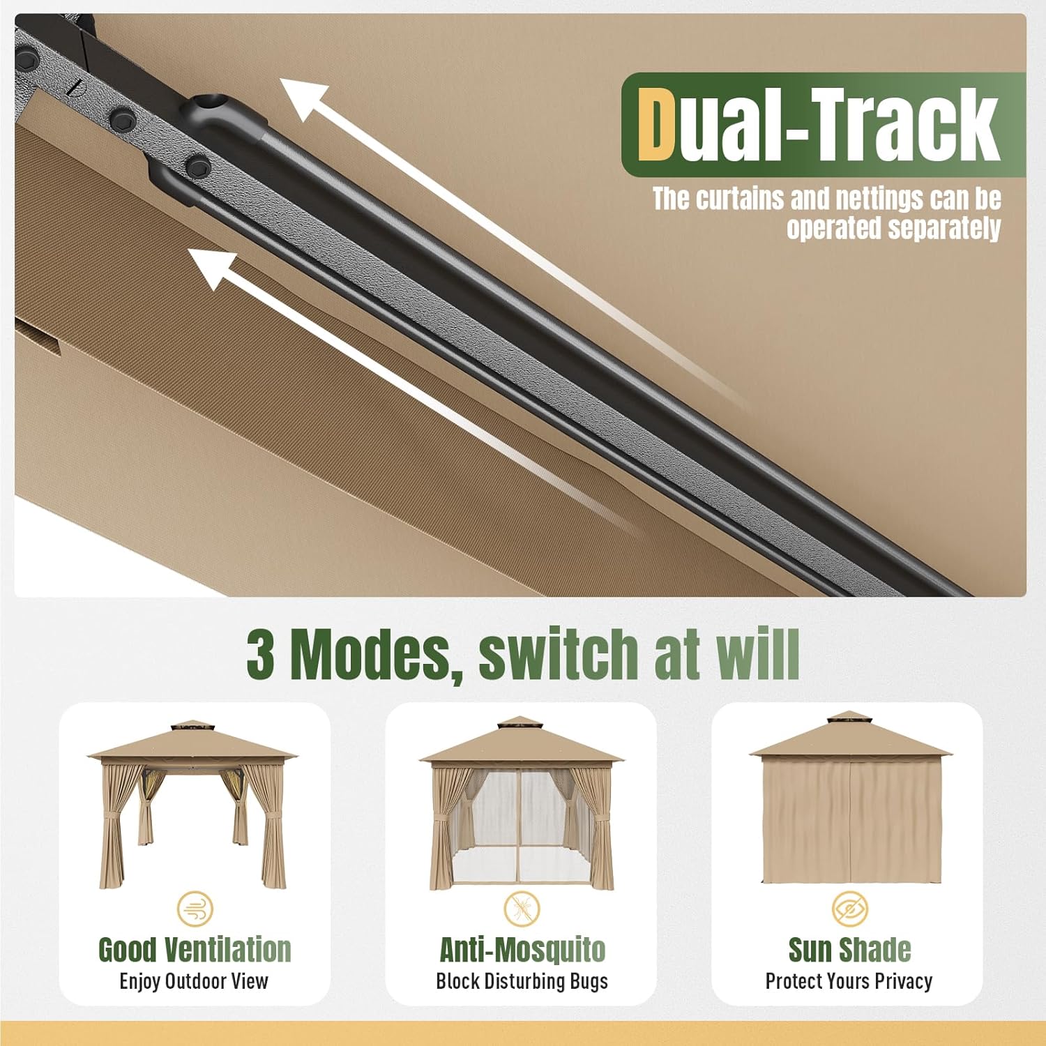 Soft Top Metal Frame Gazebo with Double Roofs