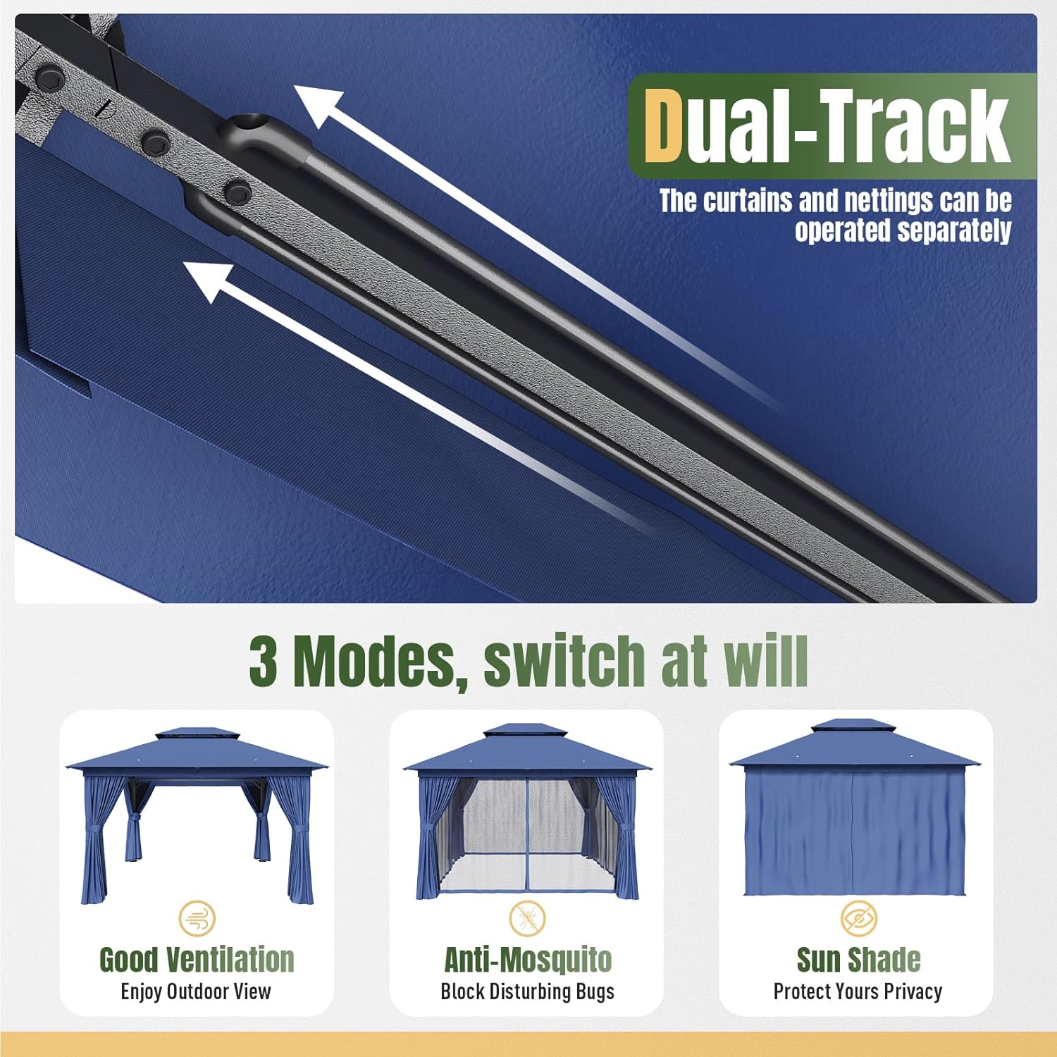 Soft Top Metal Frame Gazebo with Double Roofs