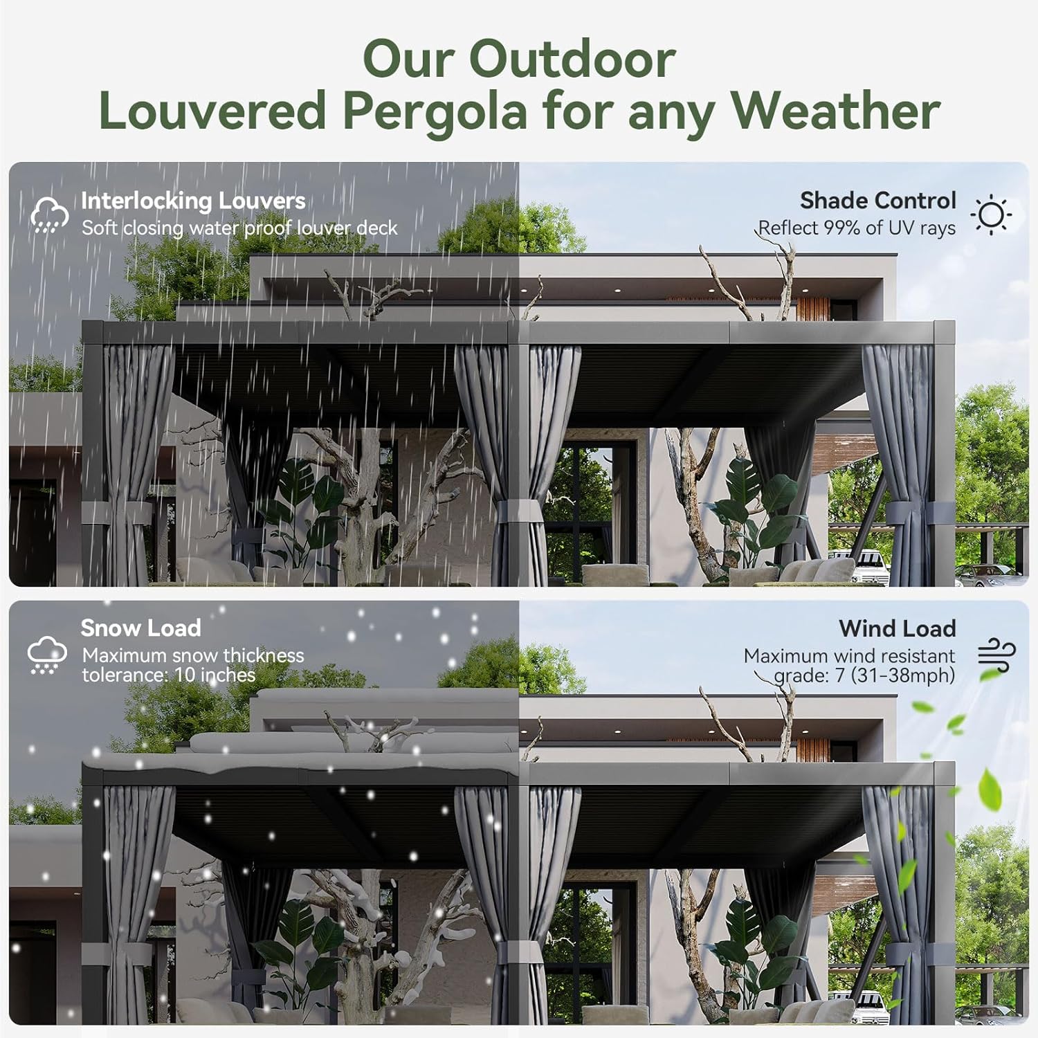AOXUN Louvered Starry Pergola