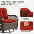 Aoxun 3 Pieces Patio Furniture Set, Patio Swivel Rocker Chairs Set of 2, Wicker Outdoor Bistro Set with Rocking Chair, Thickened Cushions and Table for Porch (Red)