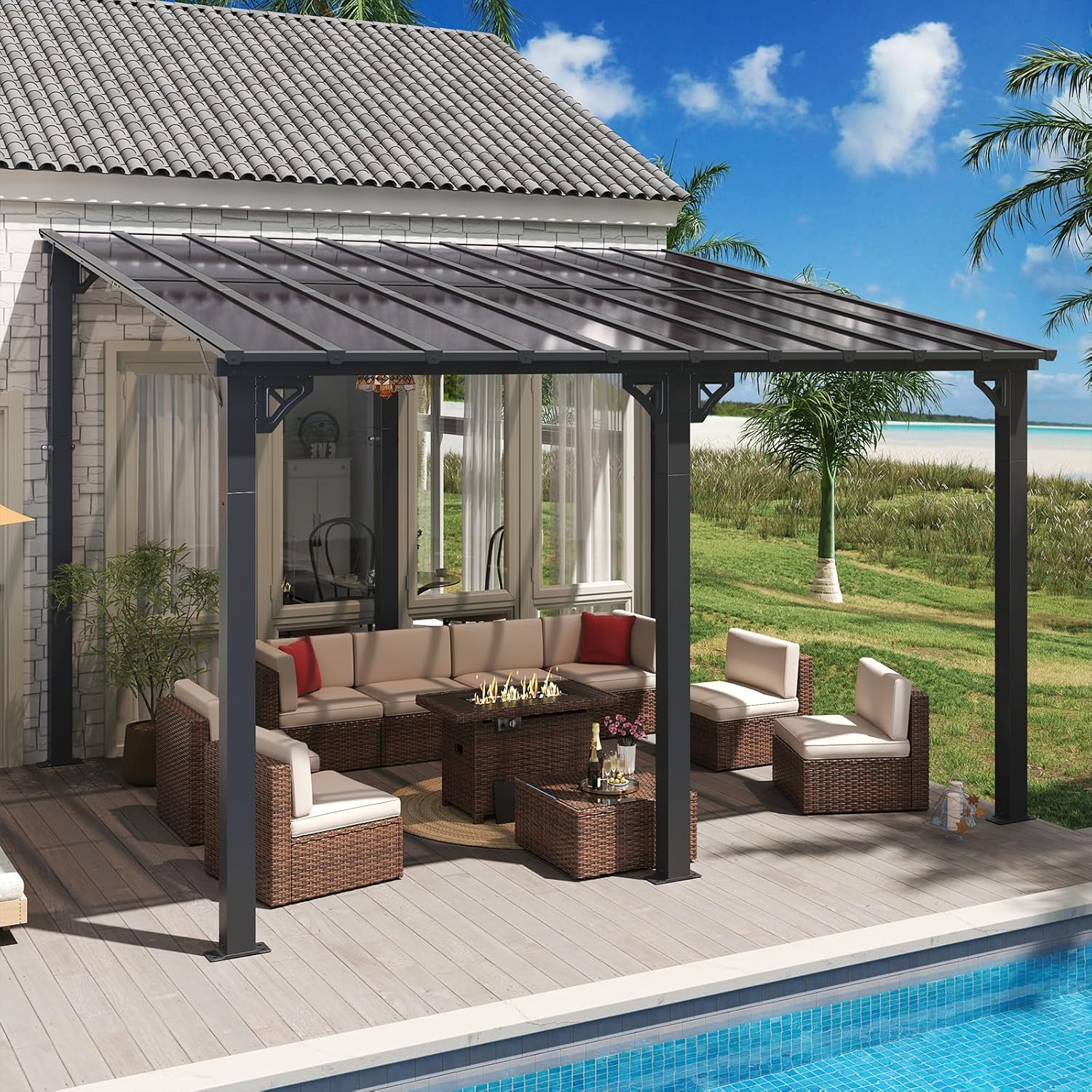 Polycarbonate Wall Mounted Lean To Gazebo