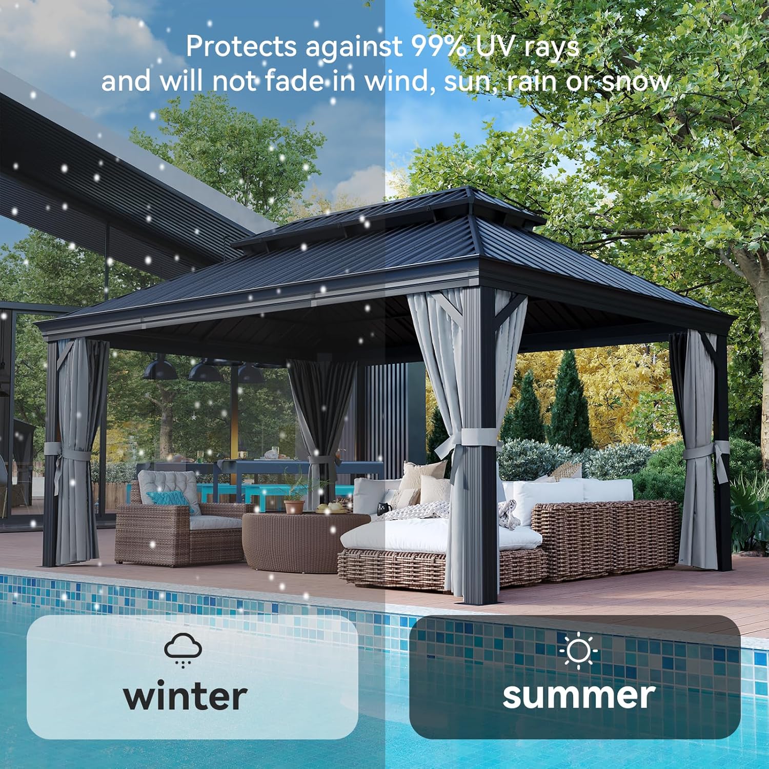Hardtop Aluminum Gazebo with Rain Gutter
