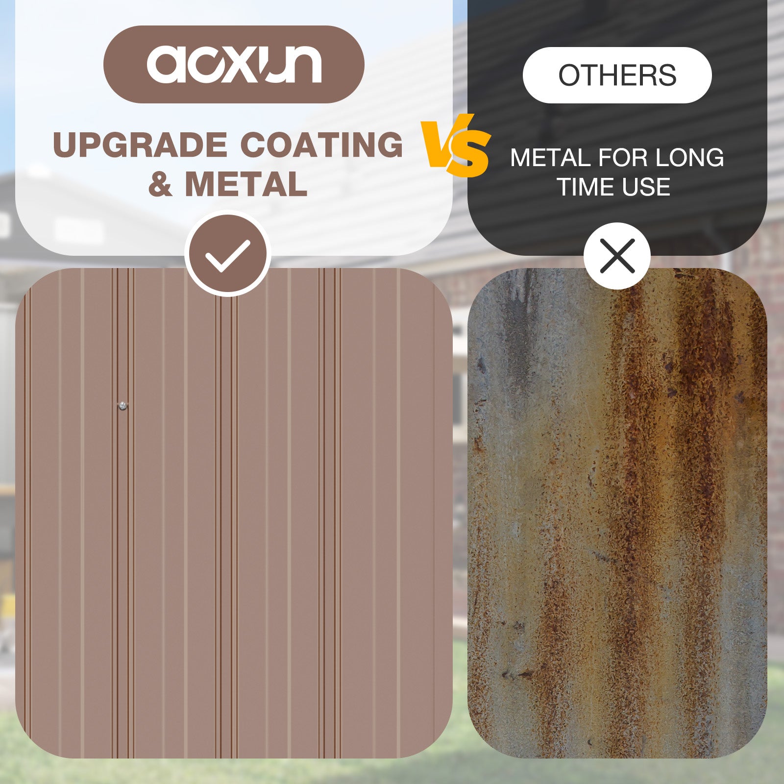 Aoxun Outdoor Storage Shed with Floor - 10x8 FT Metal Shed with Lockable Doors & Air Vents, Waterproof Outside Storage Shed for Tool, Garbage Can, Bike, Mower, for Backyard Garden Patio, Brown