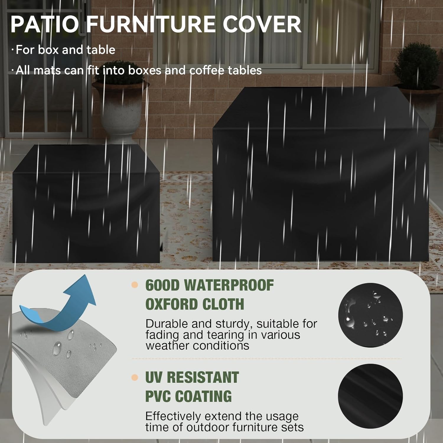 Aoxun 8 Piece Patio Furniture Set, Wicker Outdoor Furniture Set with Storage Box and Glass Top Table, Patio Sectional Set with Thickened Cushions and Include Waterproof Cover