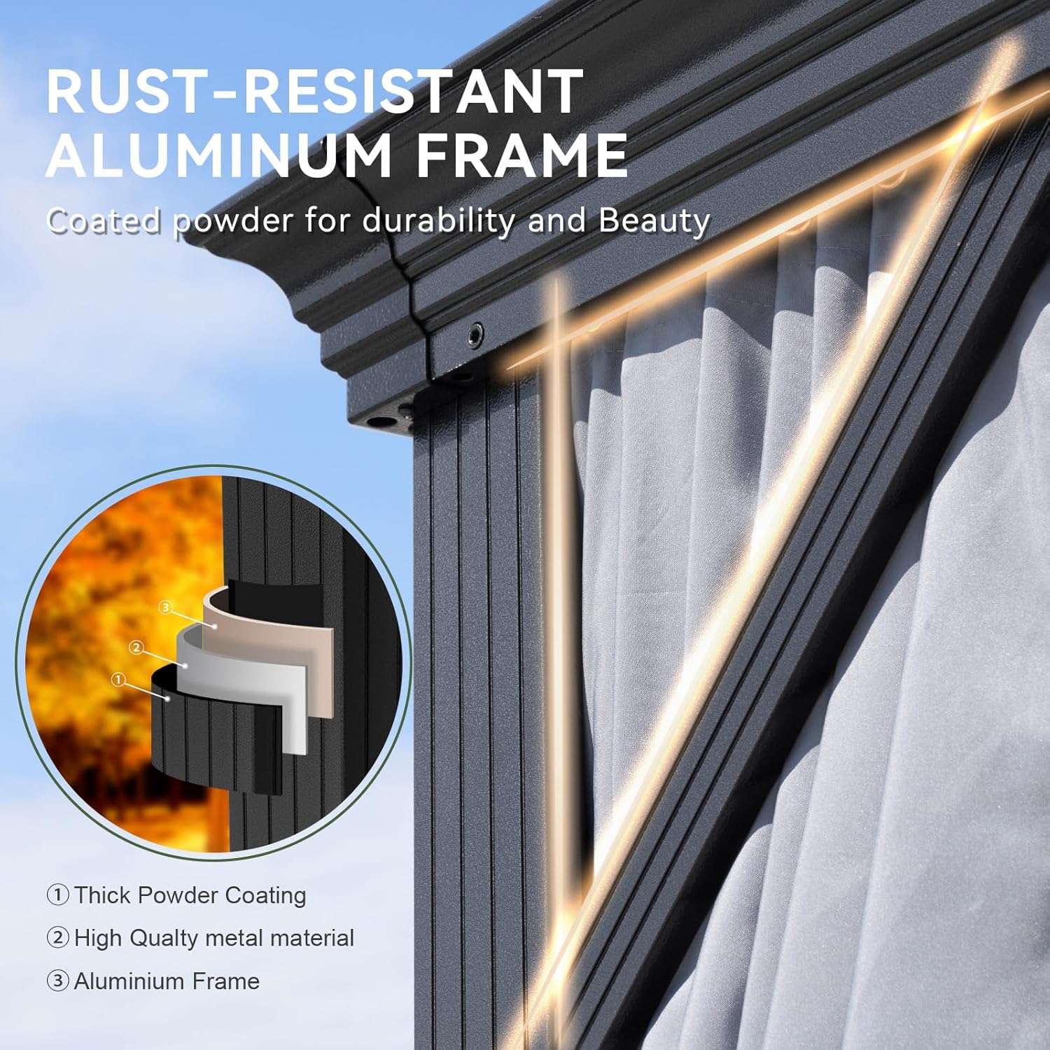 Hardtop Aluminum Gazebo with Rain Gutter