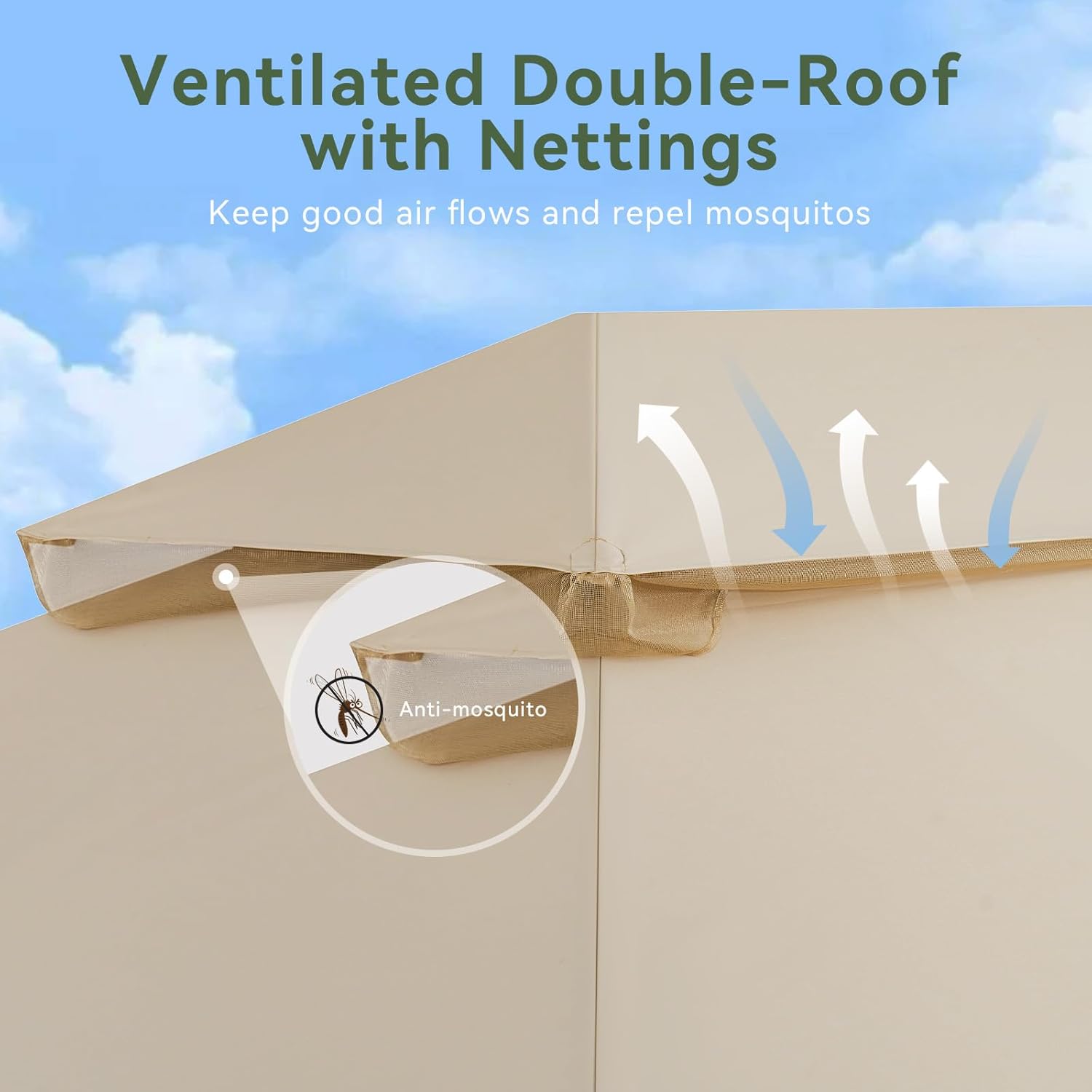 Soft Top Metal Frame Gazebo with Double Roofs