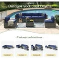 7 Piece Patio Furniture Set Wicker Rattan Patio Conversation Set Outdoor Sectional Sofa Set with Coffee Table and 4” Thickened Cushions, Blue(Waterproof Cover Included)