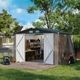 9.7' x 7.6' Outdoor Metal Storage Shed, Steel Garden Shed, Tool Storage Shed for Backyard, Patio, Lawn