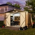 9.7' x 7.6' Outdoor Metal Storage Shed with Base Flame, Steel Garden Shed, Tool Storage Shed for Backyard, Patio, Lawn(Floor included)