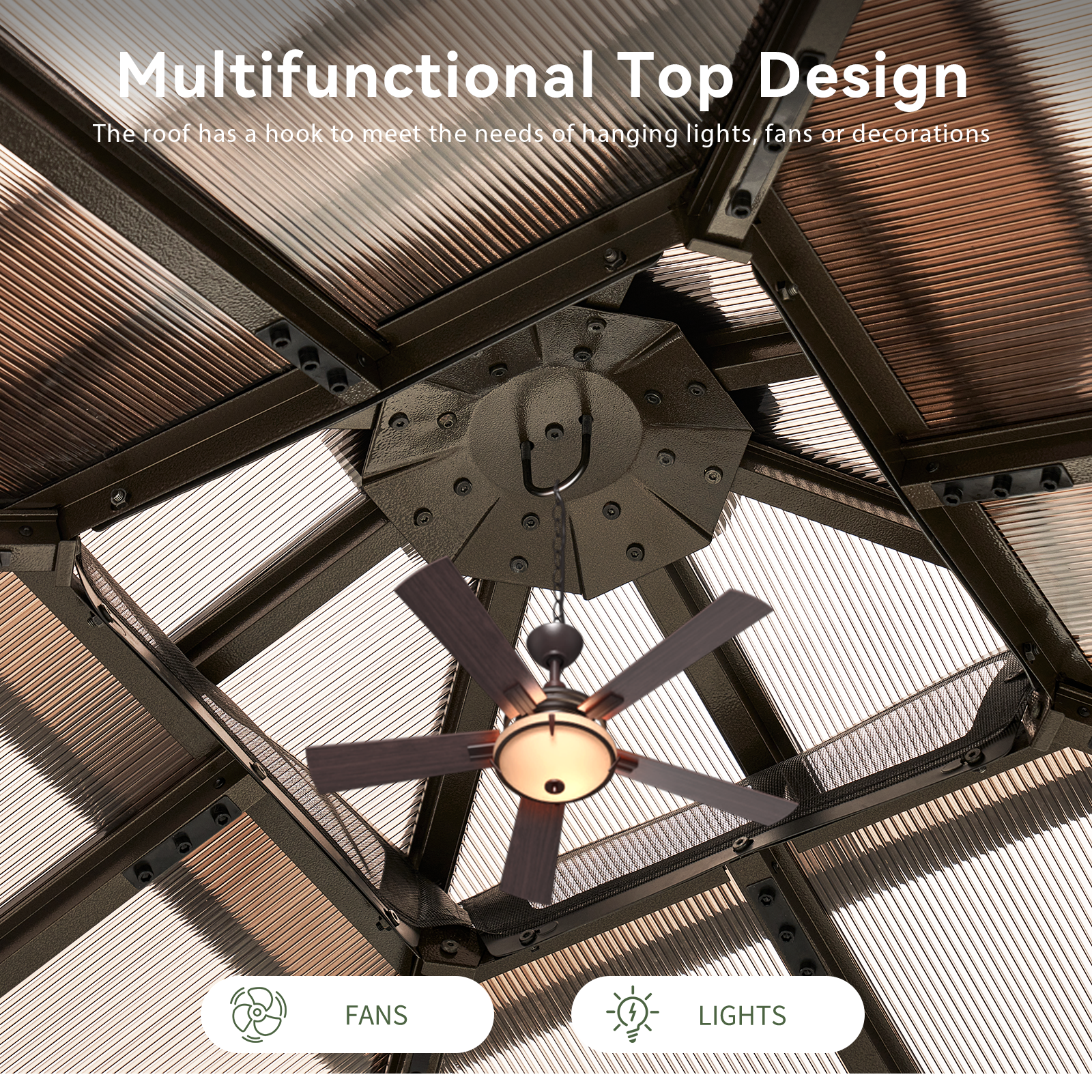 12'x12' Hardtop Gazebo, Aluminum Frame Permanent Pavilion with Curtains and Netting, Outdoor Polycarbonate Double Roof Canopy, Designed for Garden, Lawns, Patio, Gray