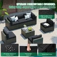 Clouddwell 7-Piece Patio Furniture Set on Sale, Black Rattan Wicker Outdoor Sectional Sofa Couch with Table Patio Conversation Set for Lawn& Backyard,Black