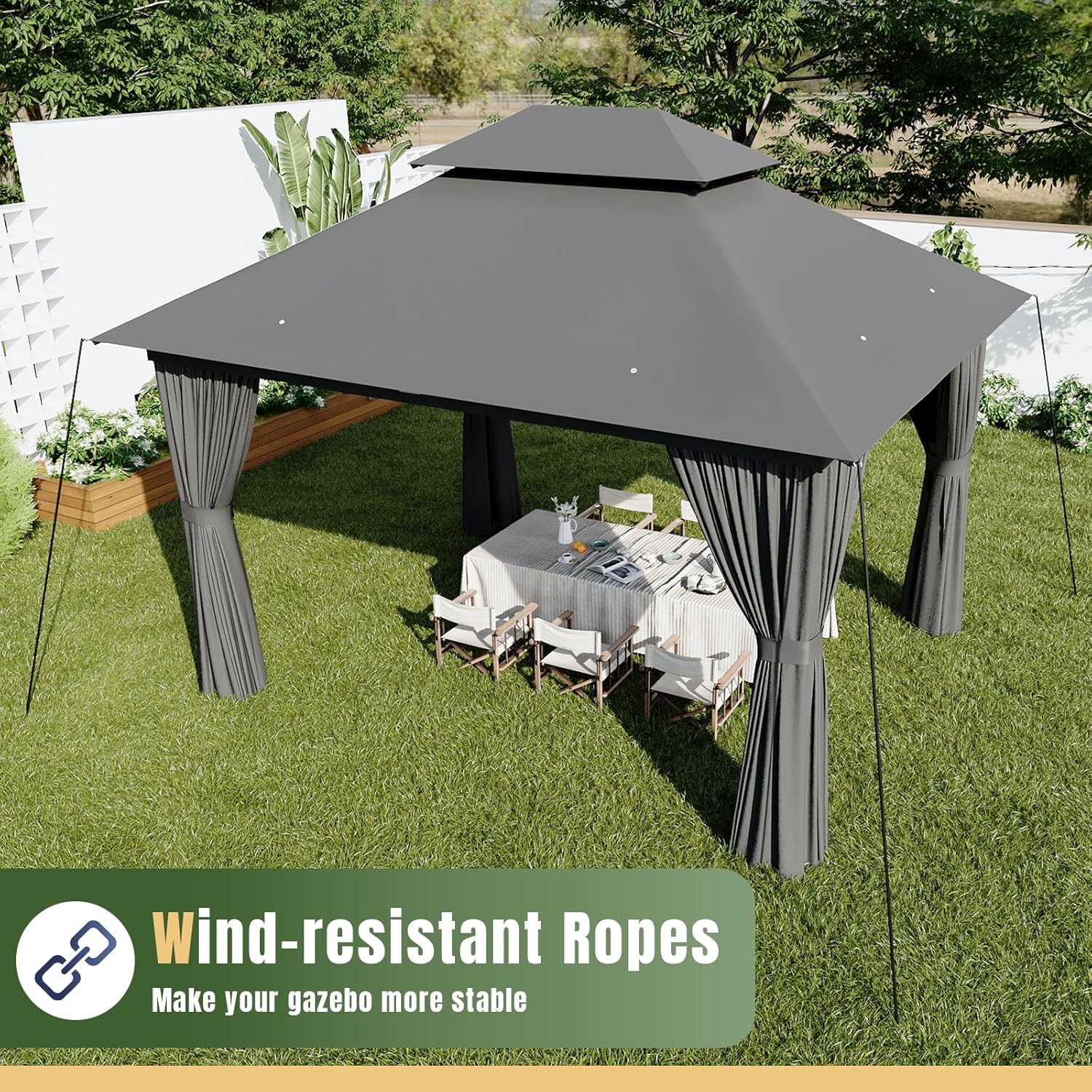Soft Top Metal Frame Gazebo with Double Roofs