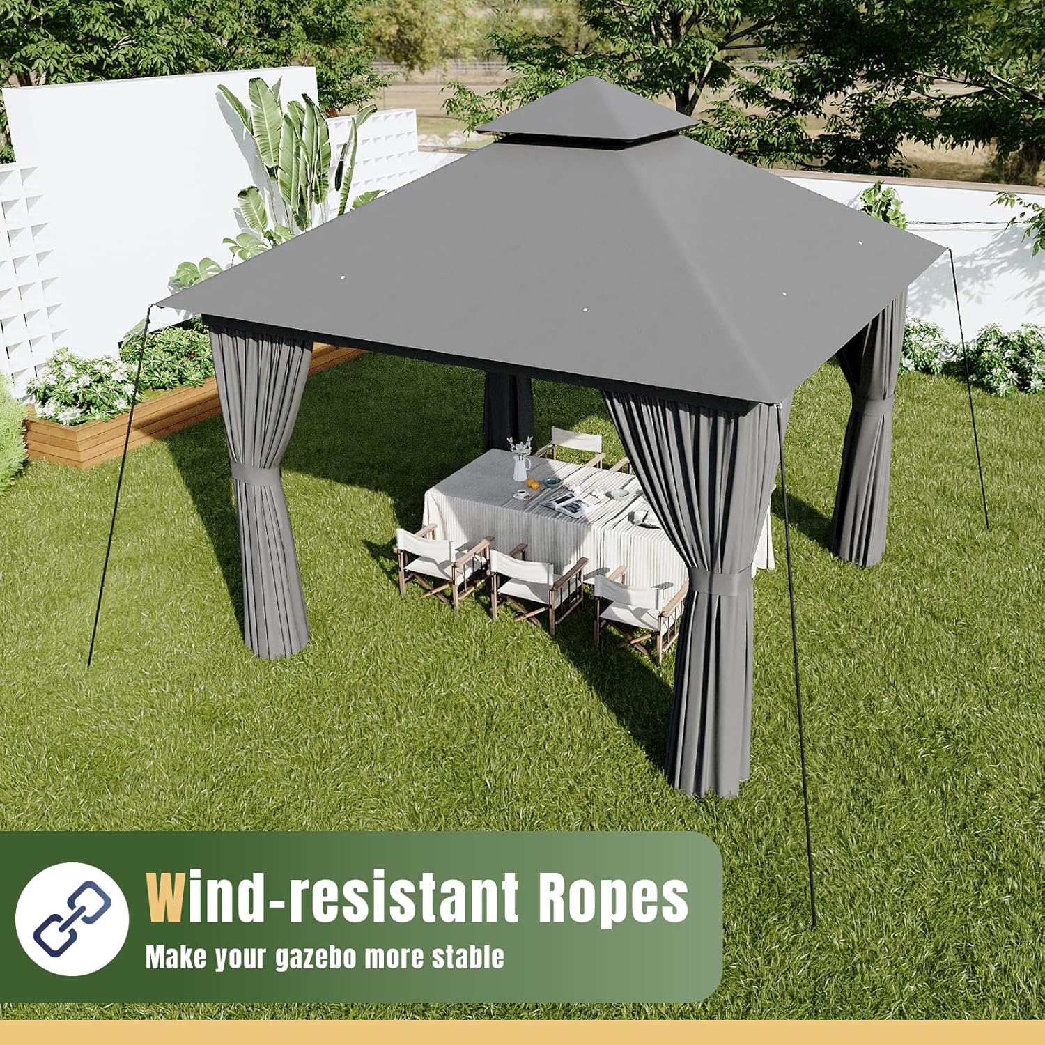 Soft Top Metal Frame Gazebo with Double Roofs