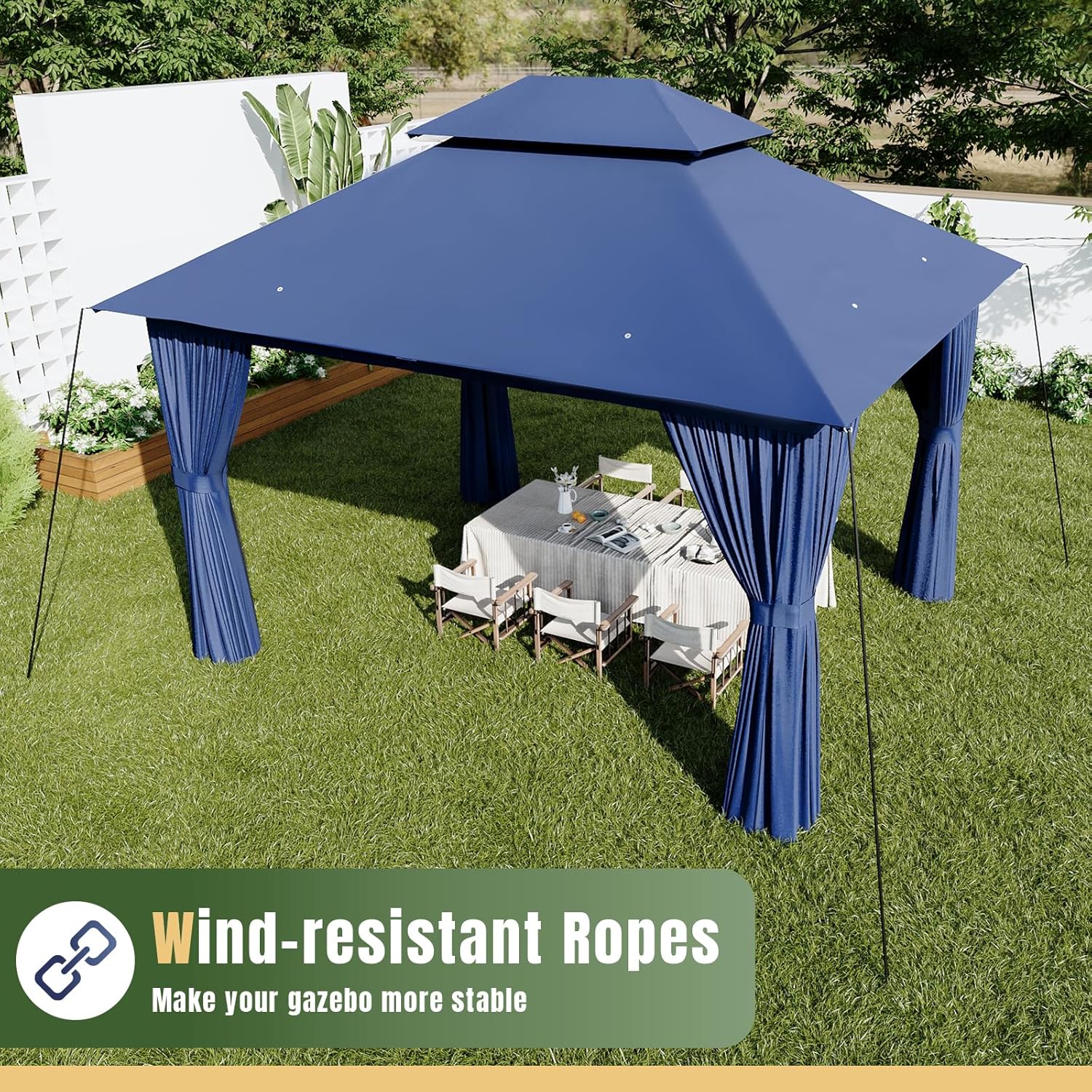 Soft Top Metal Frame Gazebo with Double Roofs