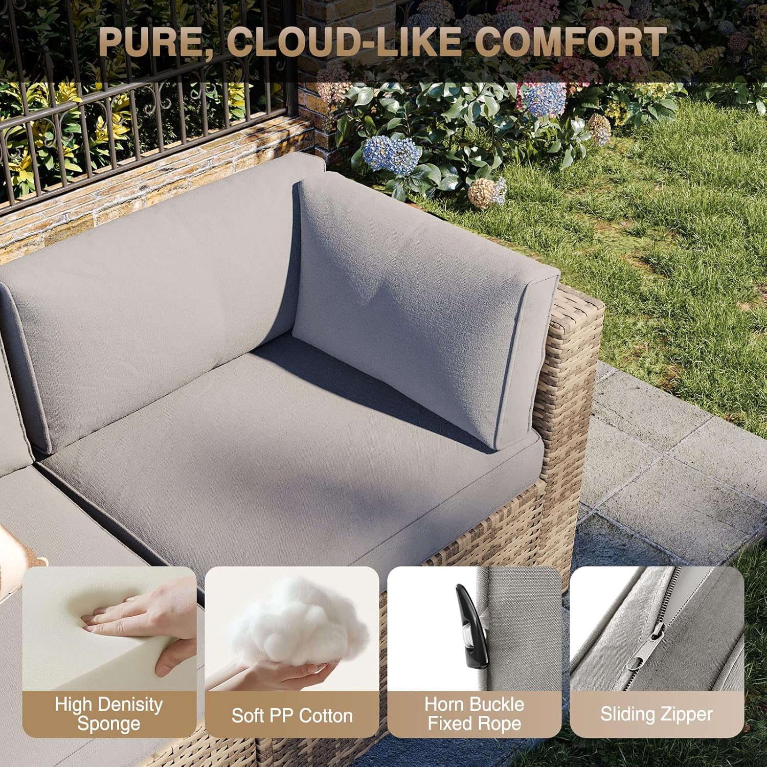 Aoxun Patio Furniture Set 7-Piece with Umbrella / Fire Pit