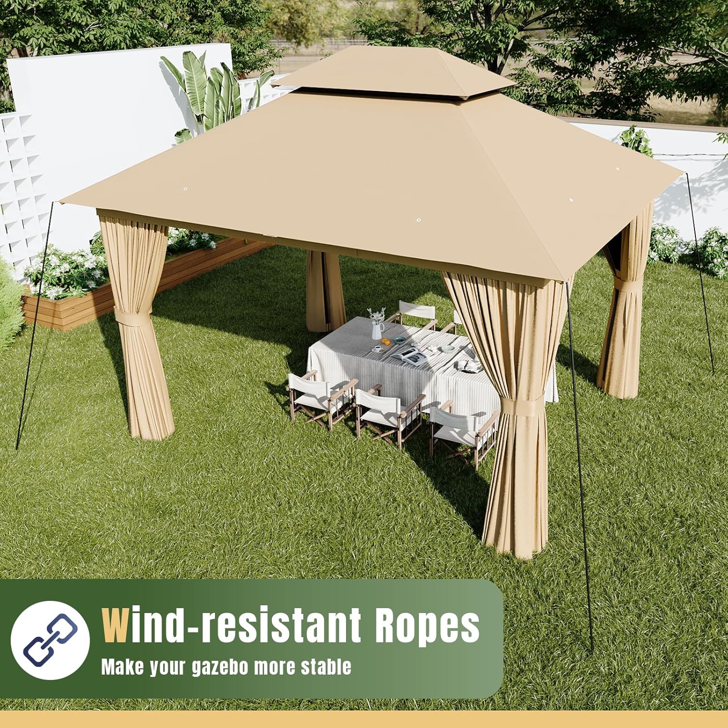 Soft Top Metal Frame Gazebo with Double Roofs