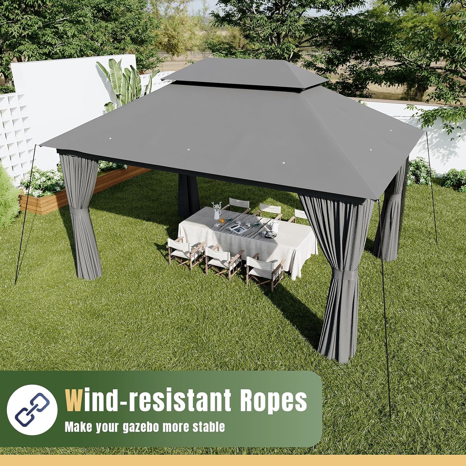 Soft Top Metal Frame Gazebo with Double Roofs