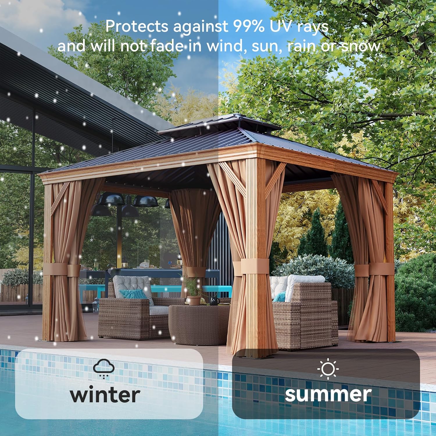 Hardtop Aluminum Gazebo with Rain Gutter