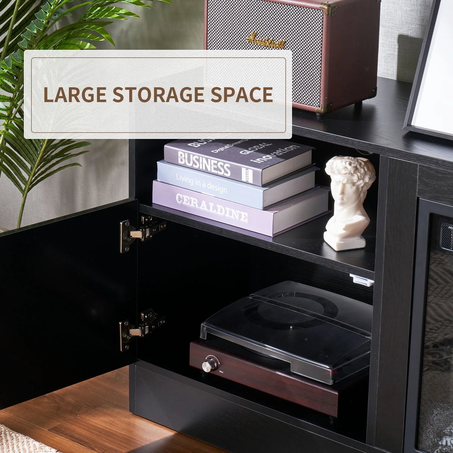 TV Stand with Fireplace for TVs up to 75", TV Stand for Living Room, Blac