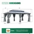 Clouddwell 12'x20' Hardtop Gazebo - Polycarbonate Double Roof with Netting & Curtains for Patio, Garden Sun Protection,Gray