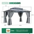 Clouddwell 10'x12' Hardtop Gazebo - Polycarbonate Double Roof with Netting & Curtains for Patio, Garden Sun Protection,Gray