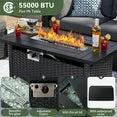 8 Piece Patio Furniture Set with 44” Fire Pit Table Wicker Rattan Patio Sectional Sofa Set Outdoor Seating Furniture with 4'' Thickened Cushion, Gray (Include Waterproof Cover)
