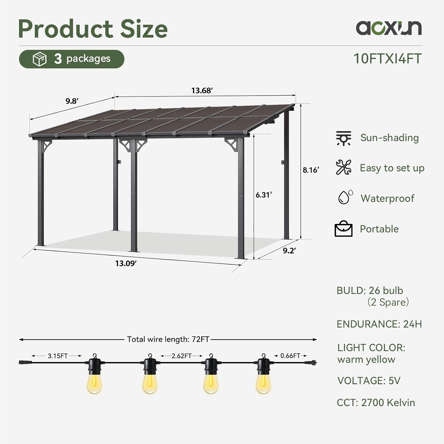 Polycarbonate Wall Mounted Lean To Gazebo