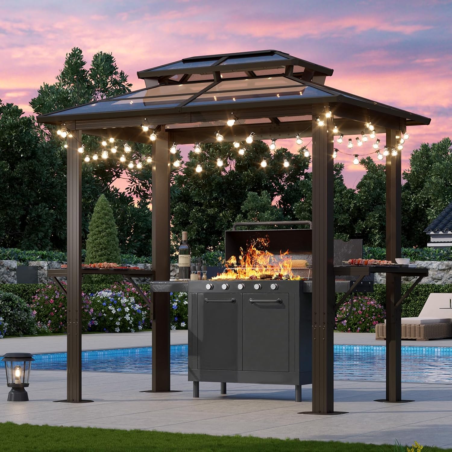 8' x 5' Grill Gazebo with Polycarbonate Double Top