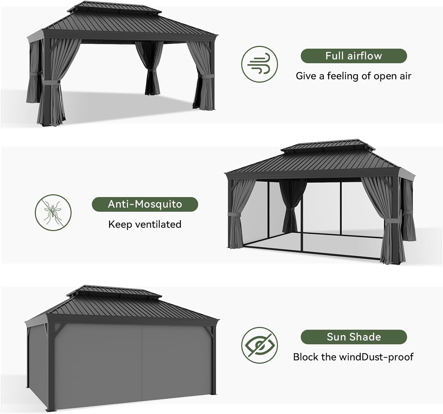 Hardtop Aluminum Gazebo with Rain Gutter