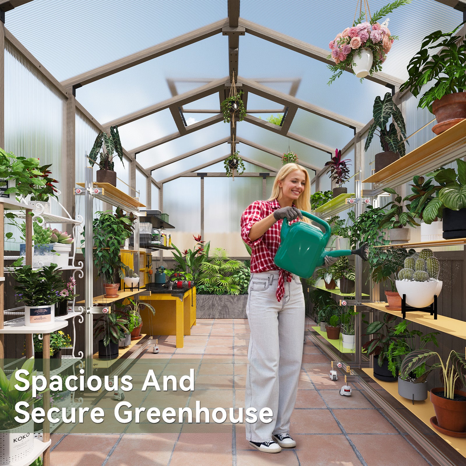 Aoxun 6x12 FT Wood Green House