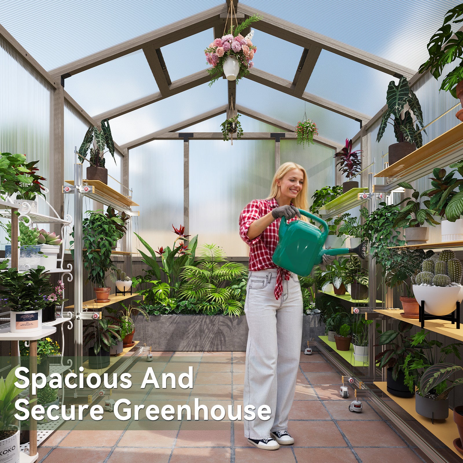 Aoxun 6x8 FT Wood Green House