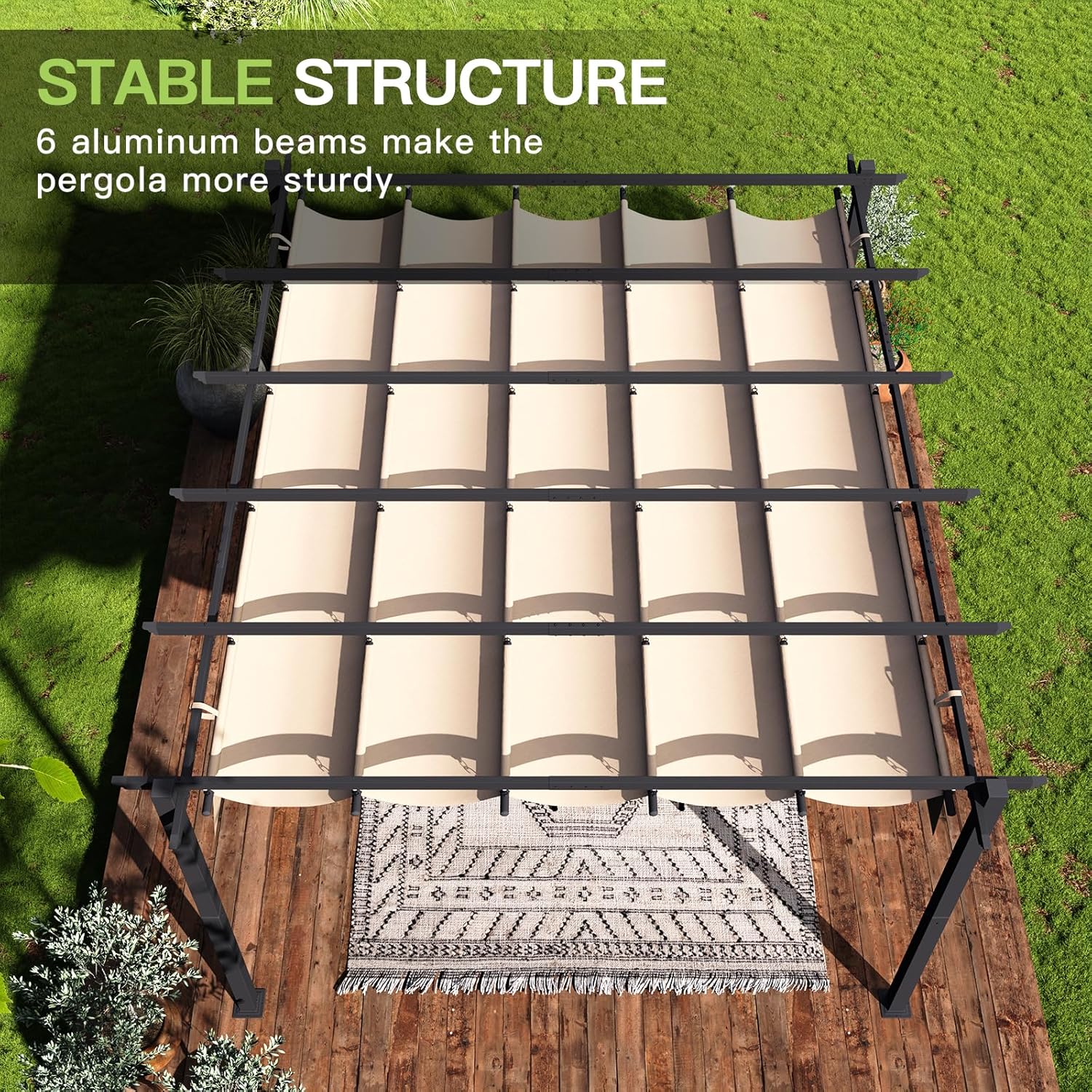 Retractable Pergola with Sun Shade Cover