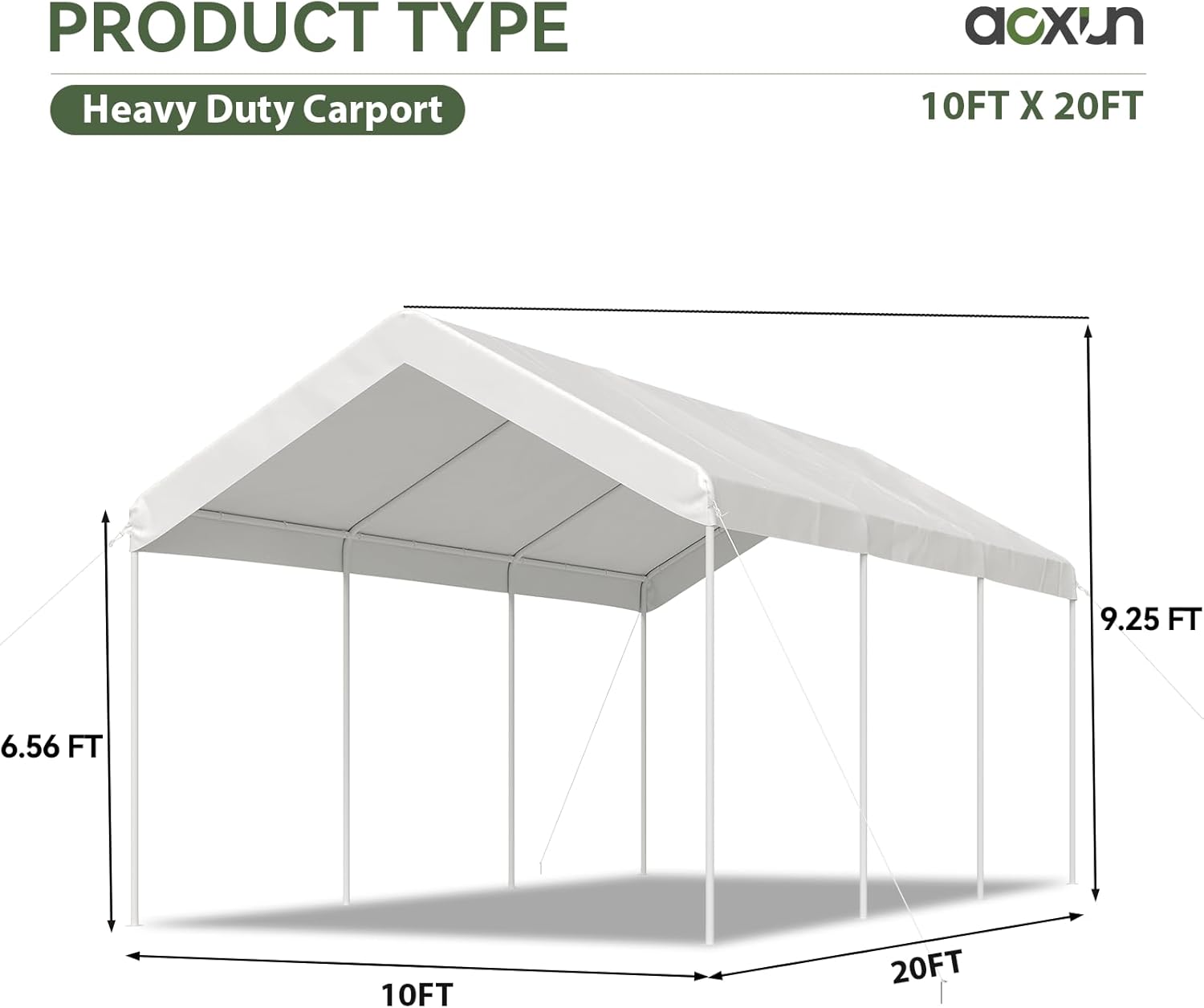 10x20x9 FT Portable Carport Tent with Reinforced Structure
