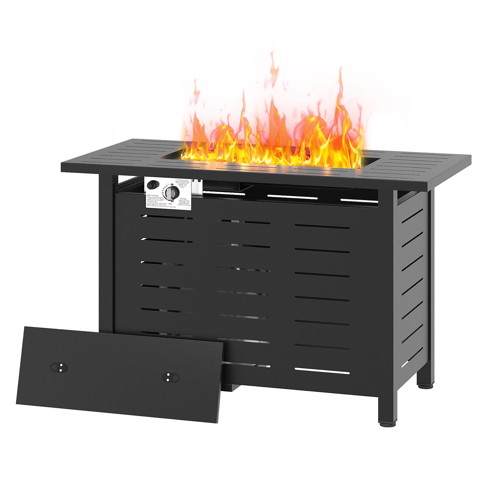 40" Propane Fire Pit Table, 50,000 BTU Auto Ignition Steel Gas Fire Pit with Removable Lid & Waterproof Cover for Patio, Backyard, Black