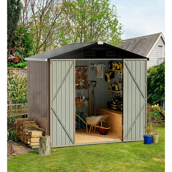 Aoxun 6'x4' Outdoor Metal Shed, Storage Shed with Door & Lock, Garden Shed for Backyard, Patio, Lawn