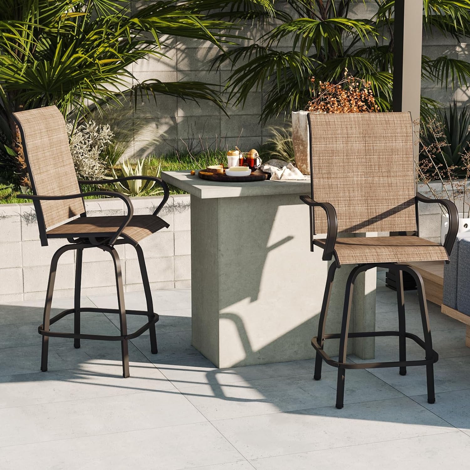 Outdoor Swivel Bar Stools Outdoor Patio Bar Set, Patio Furniture Set, Set of 2