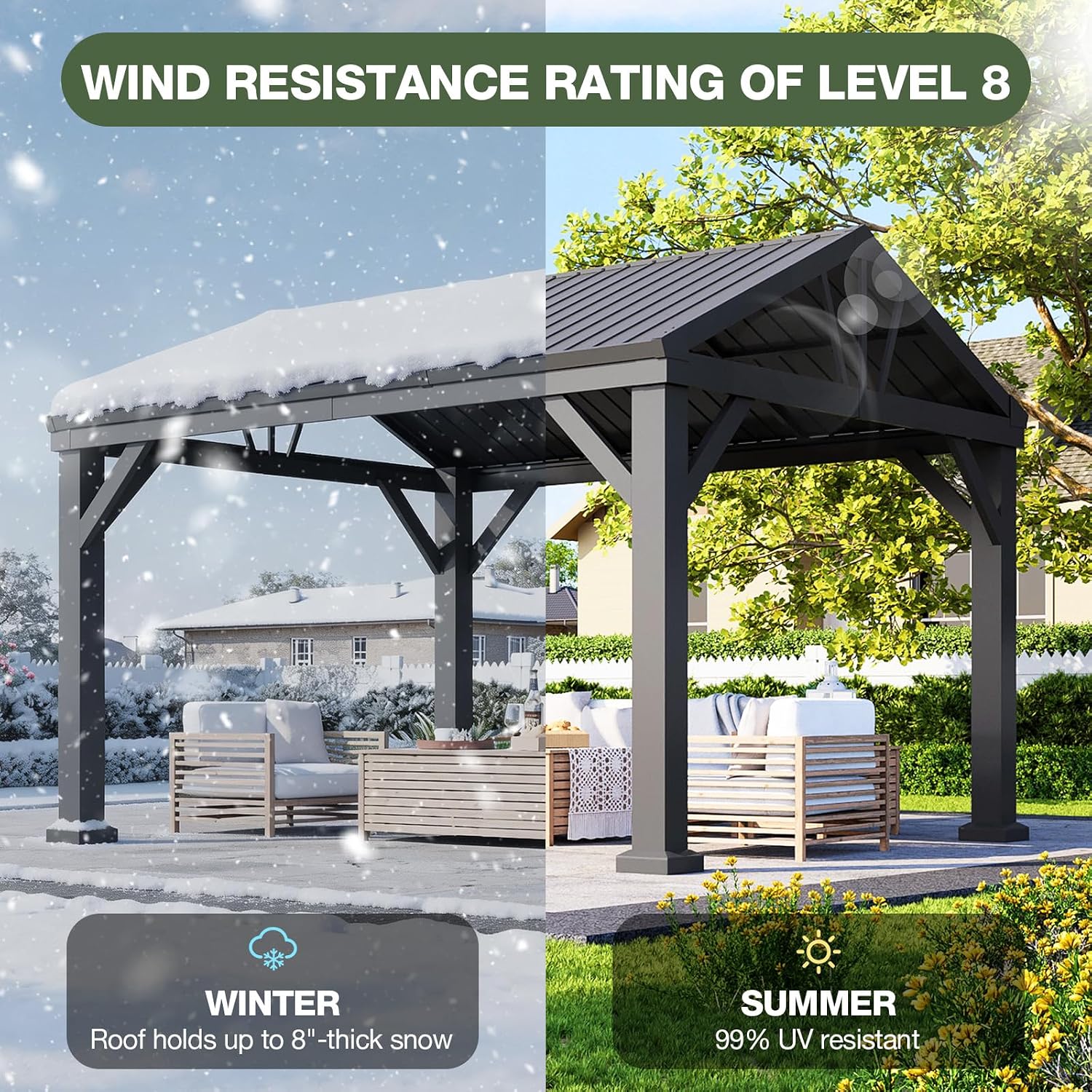 Aoxun 10' X 12' Outdoor Hardtop Gazebo