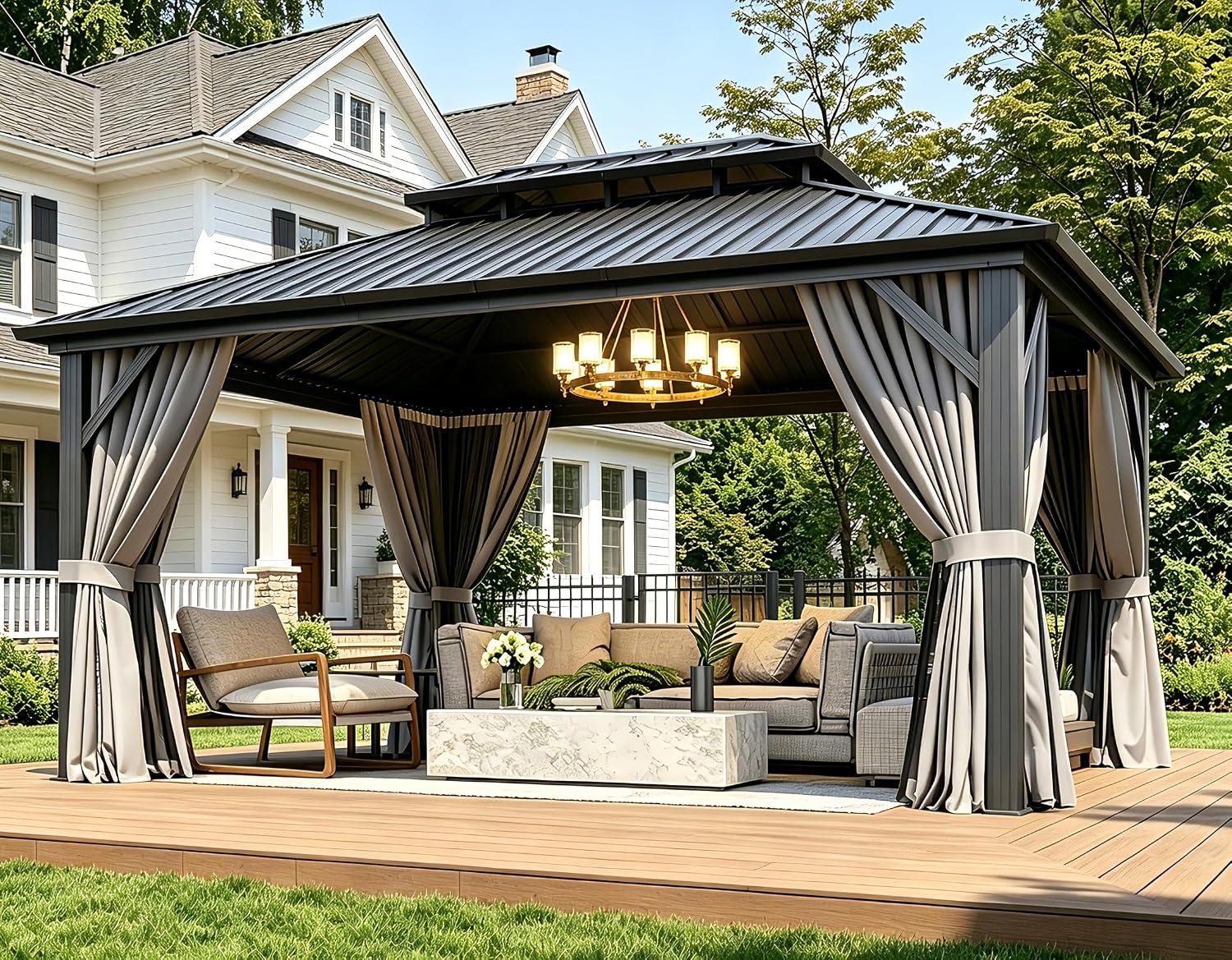 Aoxun 12Ft X 16Ft Hardtop Gazebo