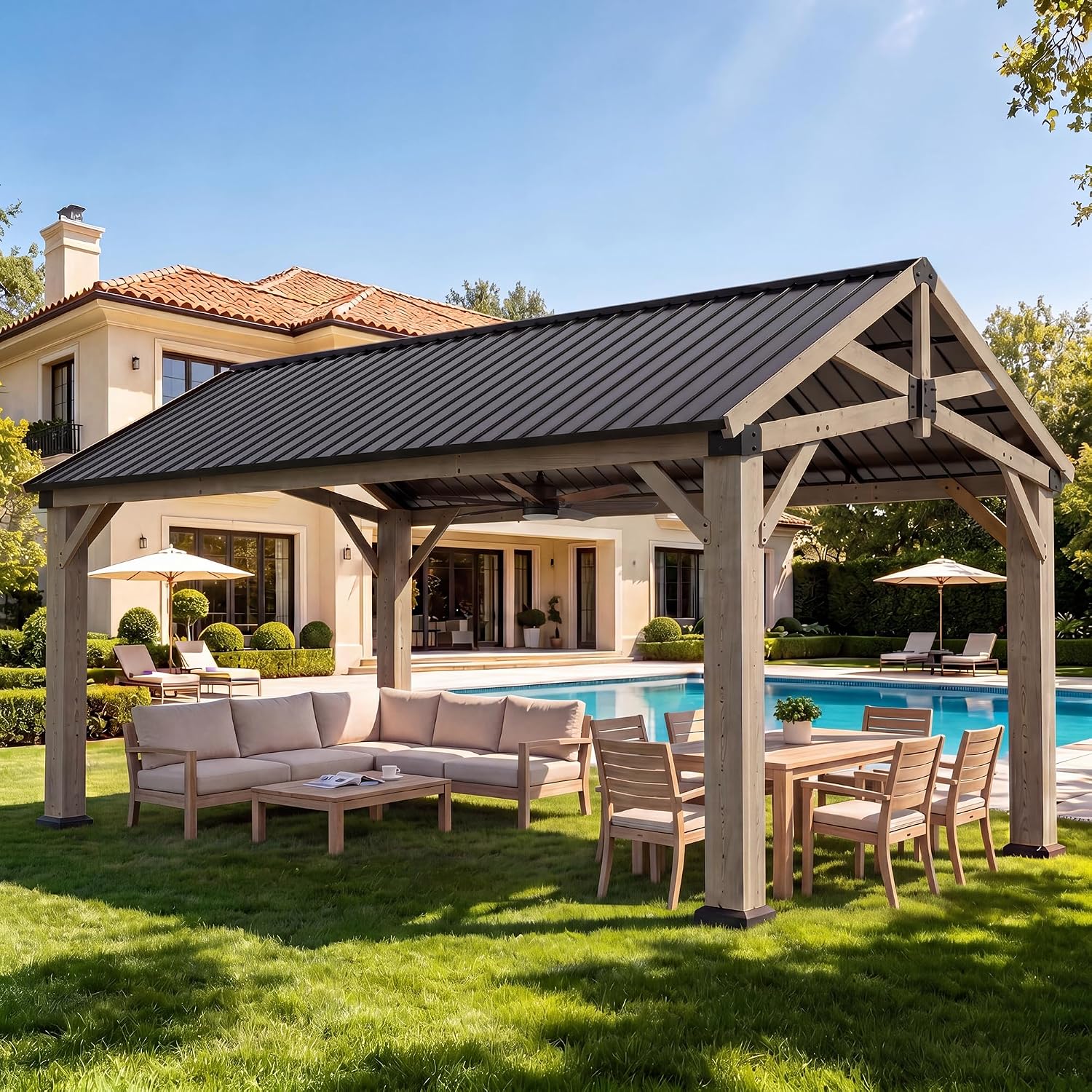 Aoxun 12' x 16' Wood Gazebo