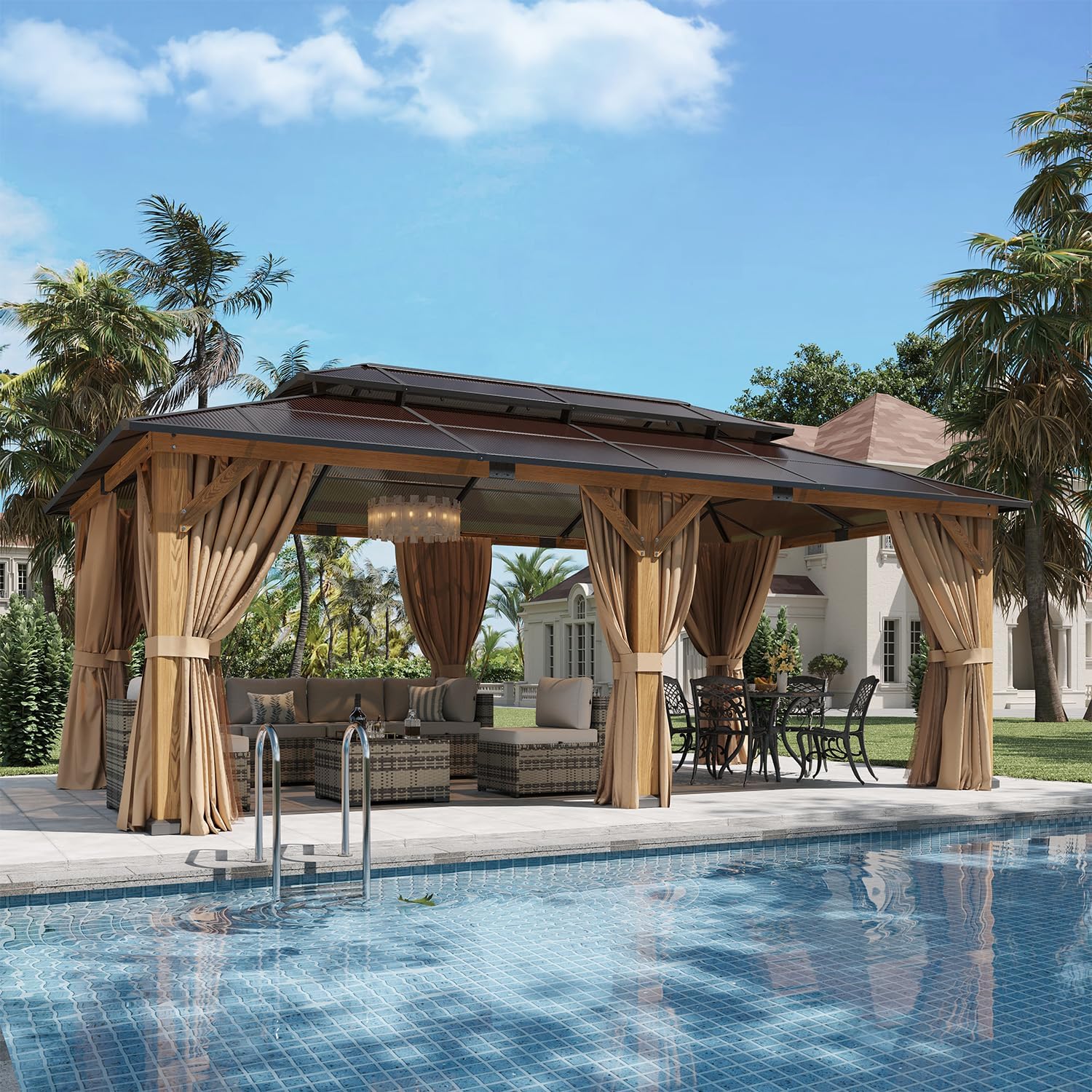 Aoxun 12' x 20' Wood Gazebo