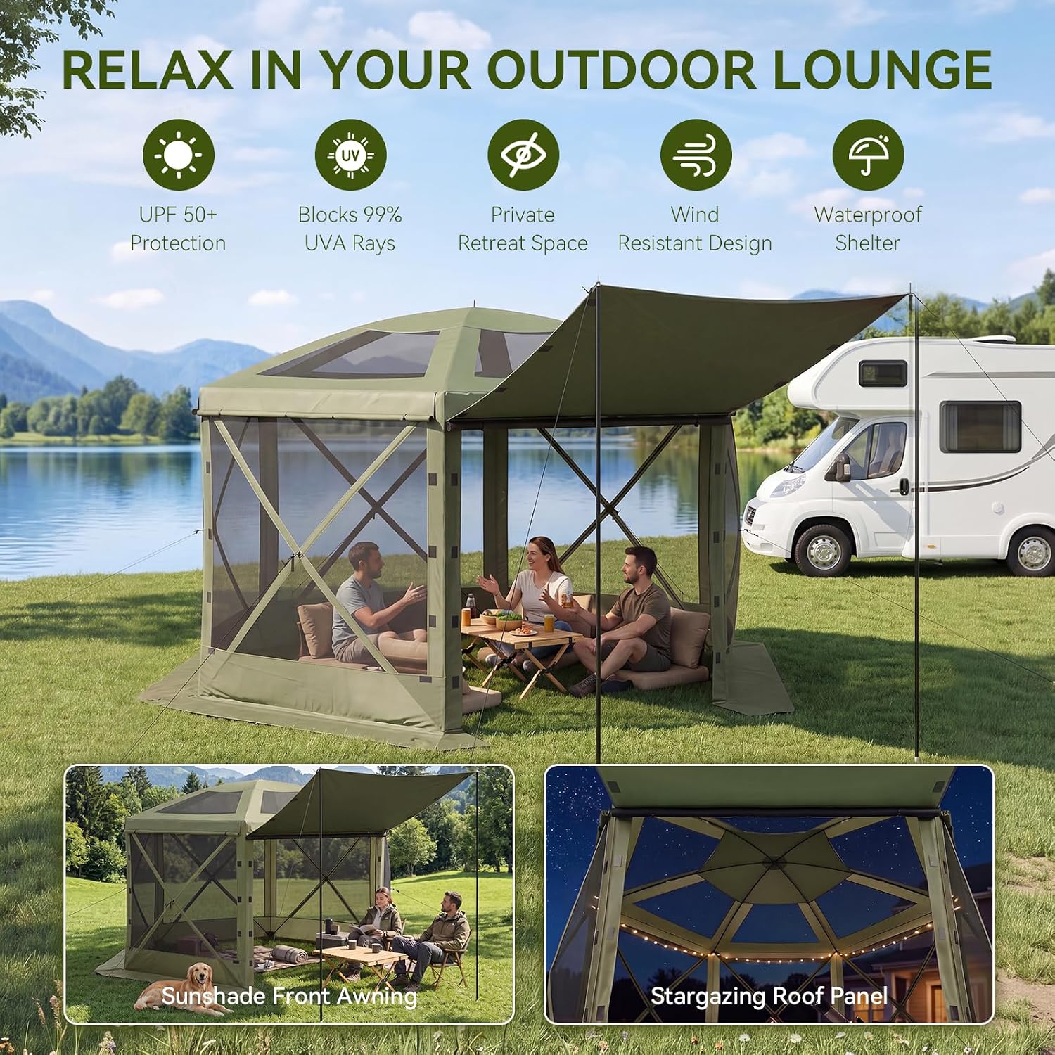 Aoxun 12x12ft Pop Up Canopy Tent