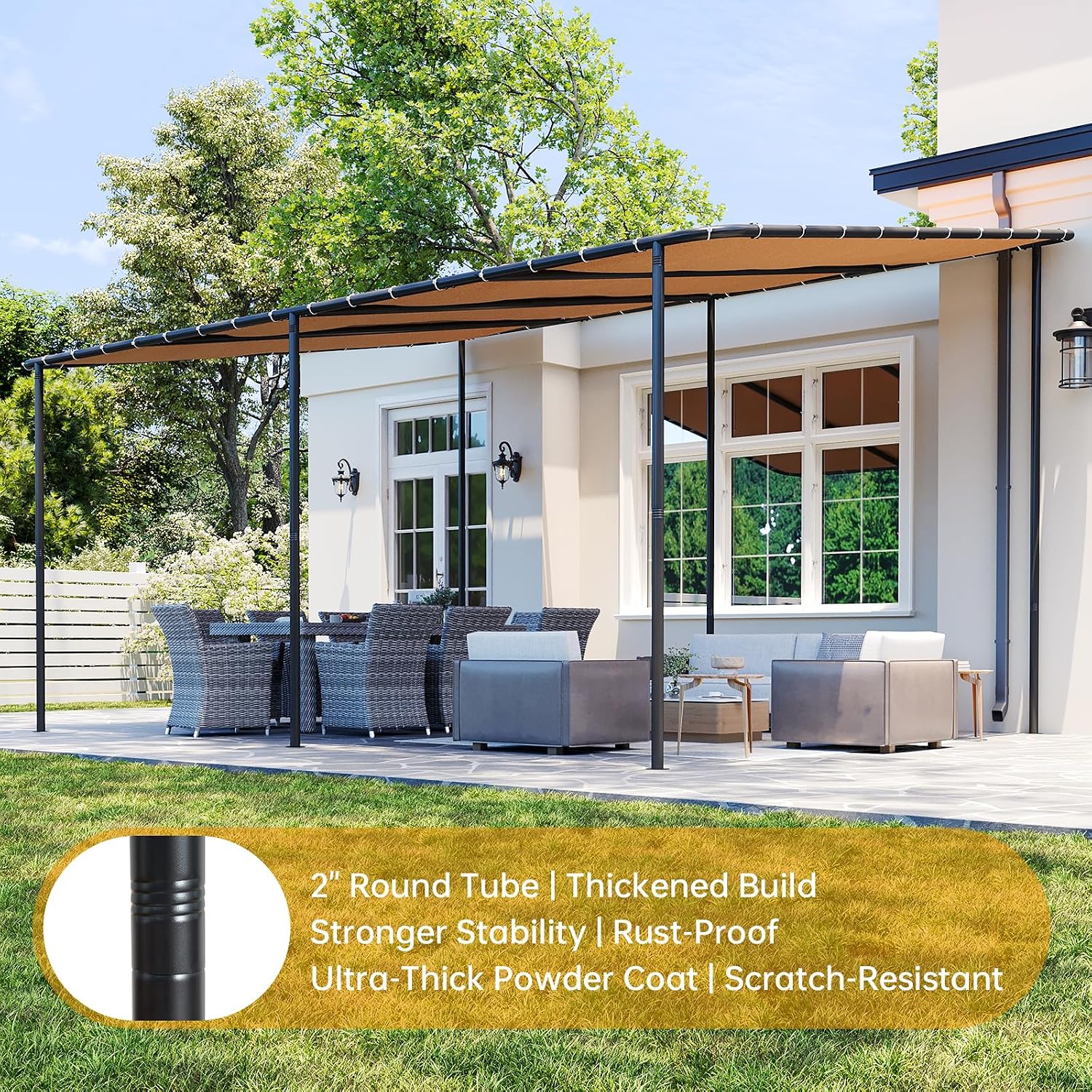 Aoxun 16x12 Lean to Pergola Outdoor Gazebo