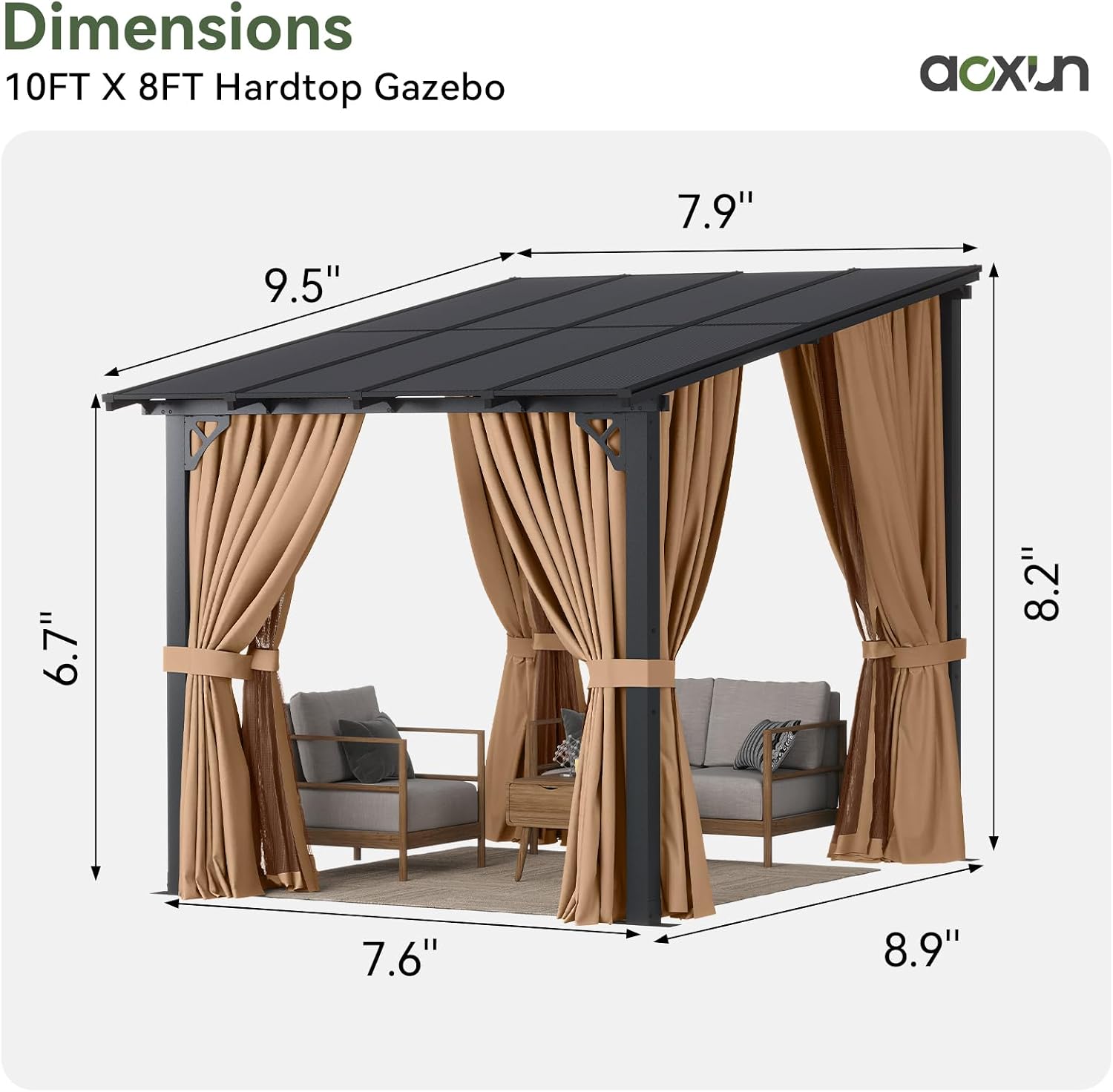 Aoxun 8'x10' Lean to Gazebo