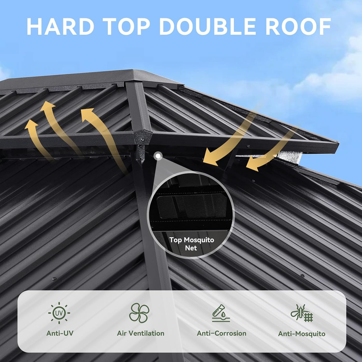 Aoxun Hardtop Gazebo 10x14