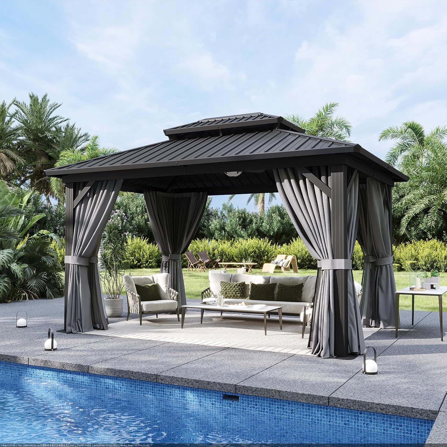Aoxun Hardtop Gazebo 10x14
