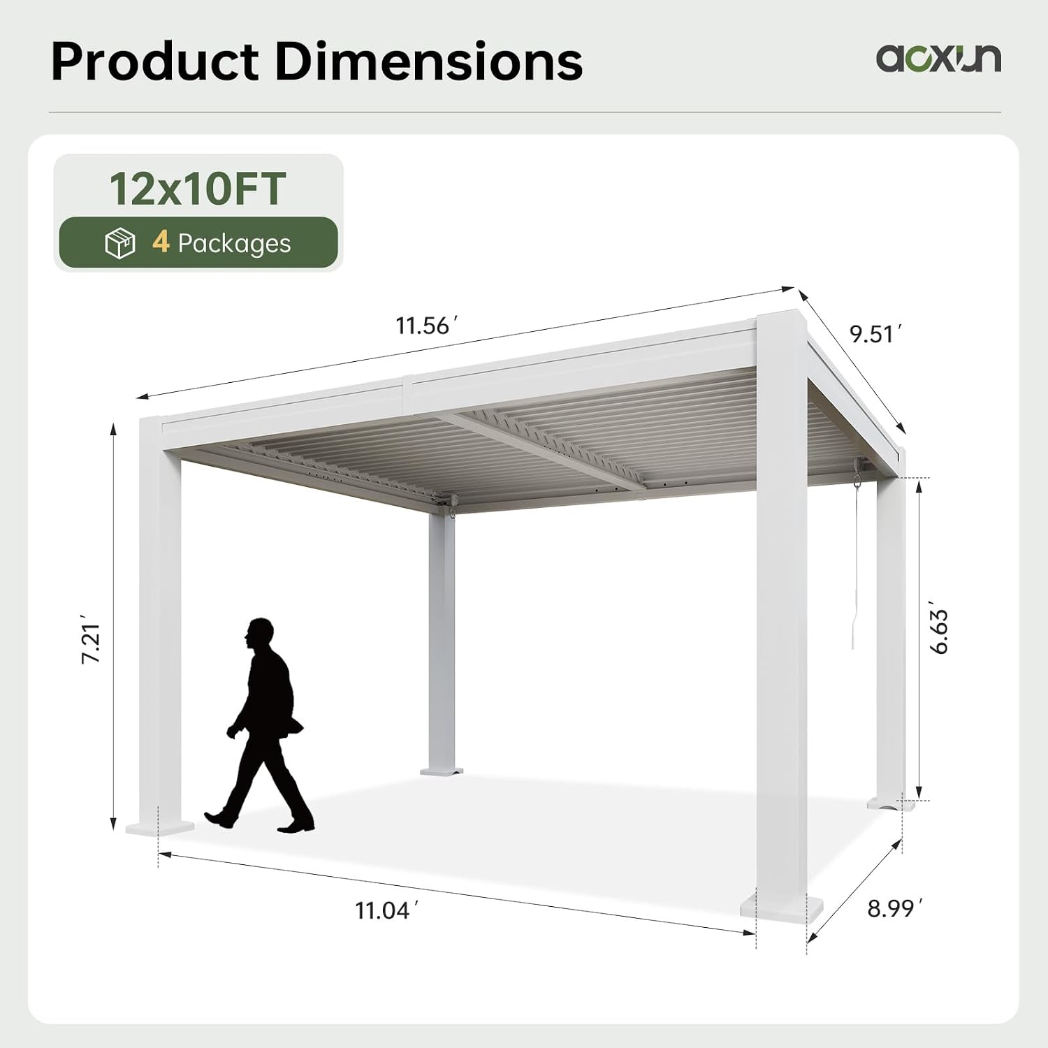 Aoxun Louvered Pergola 10x12