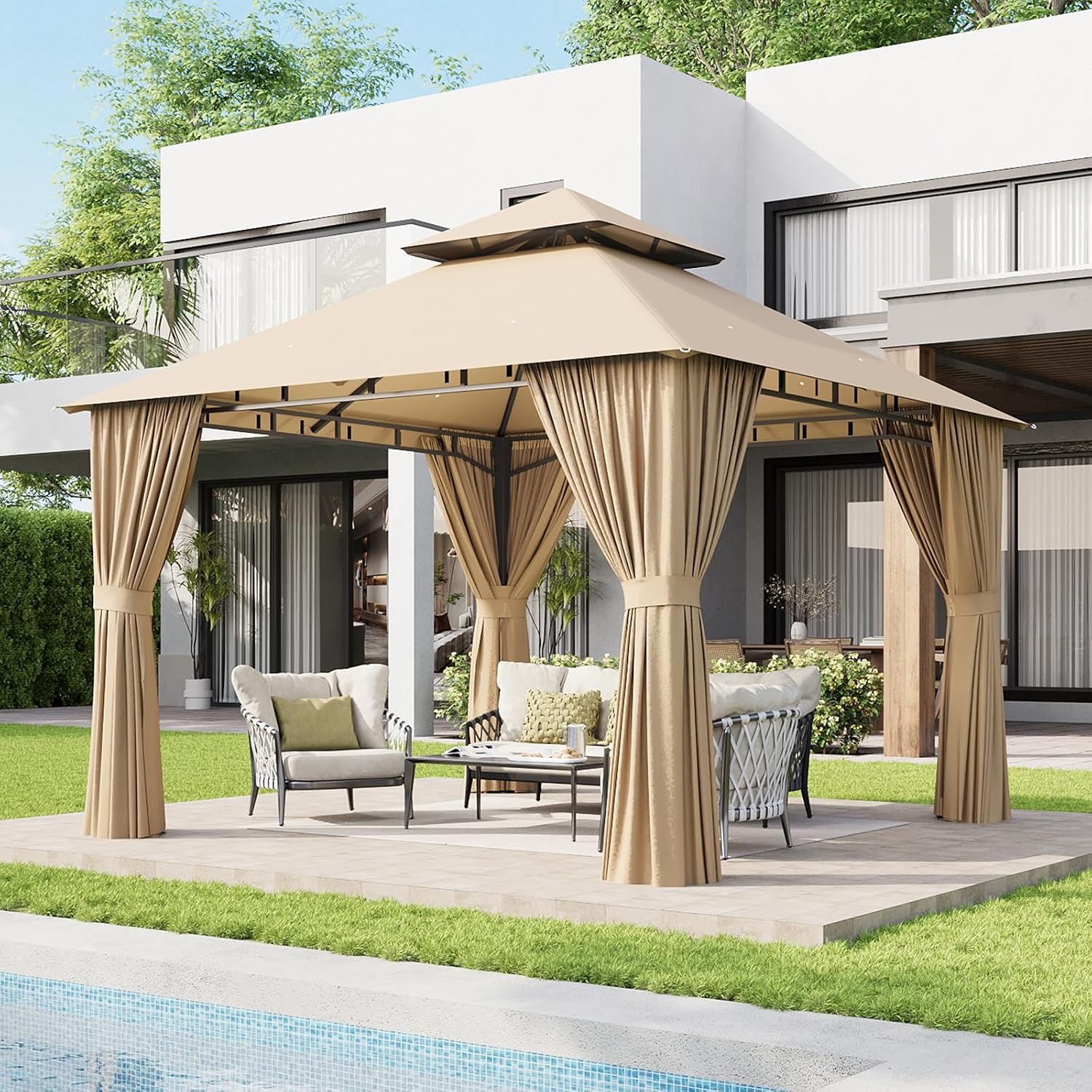 Aoxun Outdoor Gazebo for Patio 10x10